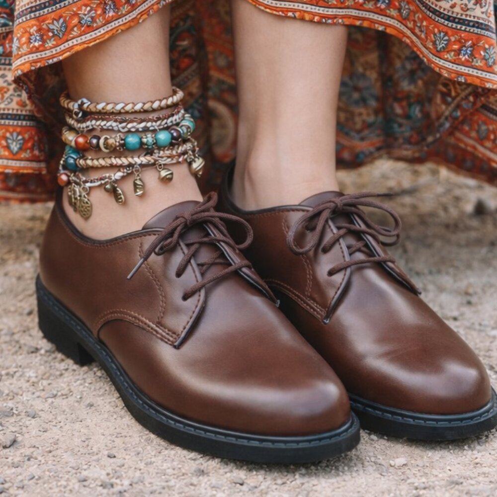 Capps Made USA Brown Leather Low Quarter Lace Up Oxfords Size 8.5 - Picture 2 of 9
